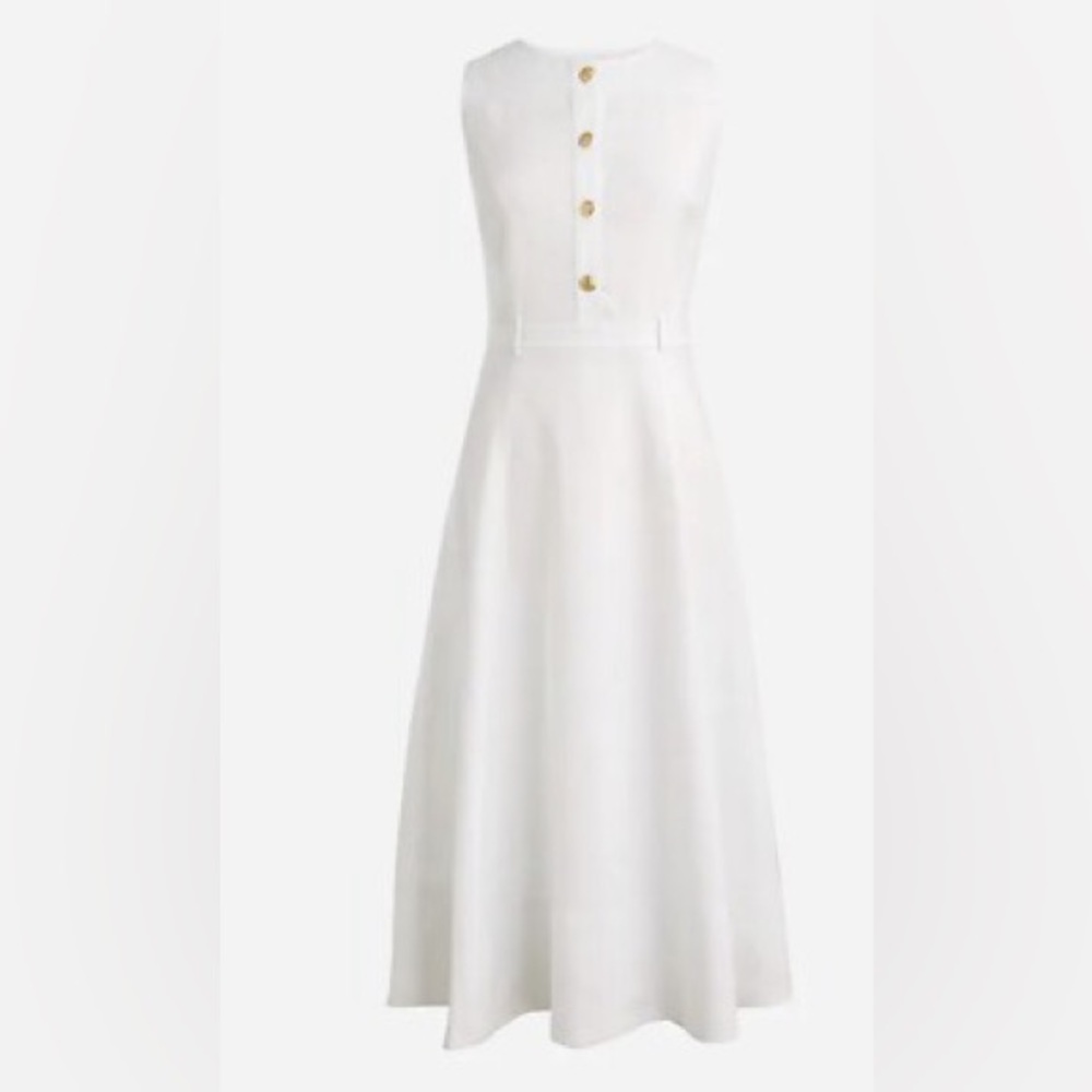 J. Crew sleeveless midi dress in stretch linen blend